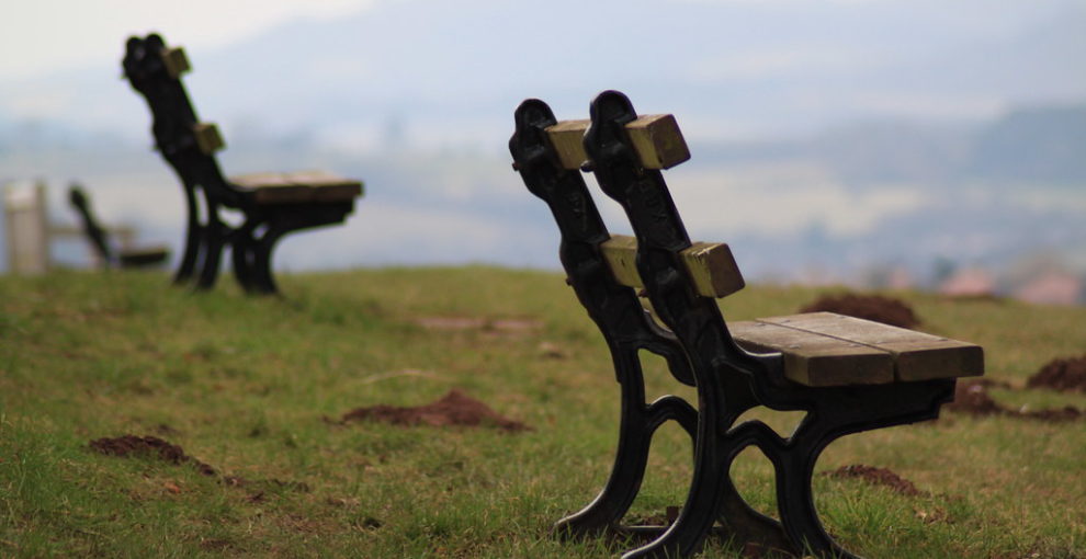 Photo of empty benches social media